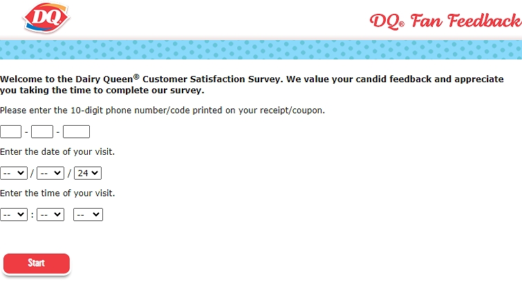 dqfanfeedback.com survey homepage